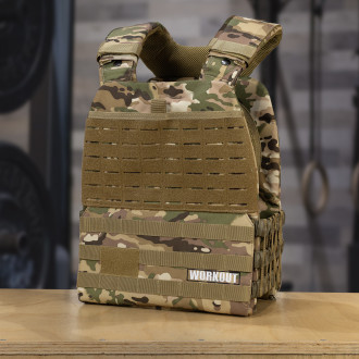 Z&aacute;těžov&aacute; taktick&aacute; pl&aacute;tov&aacute; vesta WORKOUT - Camo