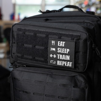 Nášivka Eat Sleep Train Repeat - 8 x 8 cm