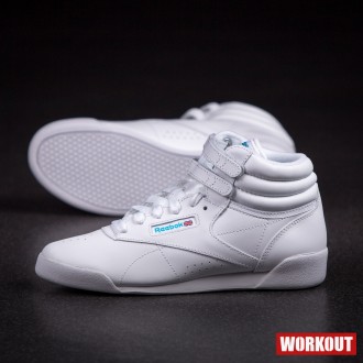 Dětsk&eacute; b&iacute;l&eacute; z&aacute;vodn&iacute; boty na aerobik Reebok Freestyle HI Classic f/s - 50162