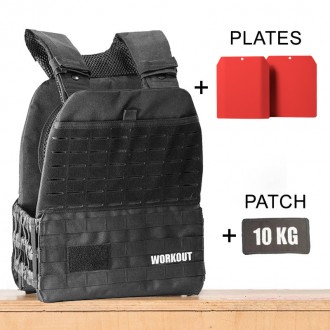 Z&aacute;těžov&aacute; taktick&aacute; pl&aacute;tov&aacute; vesta 10 kg WORKOUT - čern&aacute;