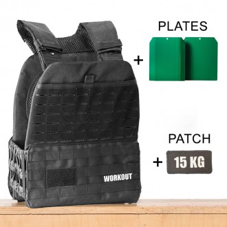 Z&aacute;těžov&aacute; taktick&aacute; pl&aacute;tov&aacute; vesta 15 kg WORKOUT - čern&aacute;