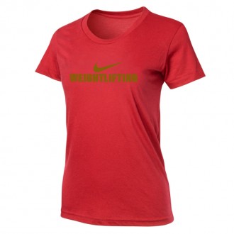 Dámské tričko Nike Weightlifting - Červená/Zlatá