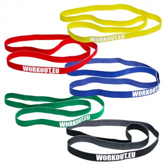 V&yacute;hodn&yacute; set dlouh&yacute;ch textiln&iacute;ch odporov&yacute;ch textiln&iacute;ch gum WORKOUT (5 kusů)
