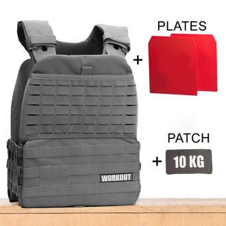 Z&aacute;těžov&aacute; taktick&aacute; pl&aacute;tov&aacute; vesta 10 kg WORKOUT - &scaron;ed&aacute;