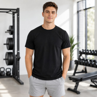 P&aacute;nsk&eacute; sportovn&iacute; tričko WORKOUT - čern&eacute; a krat&scaron;&iacute;