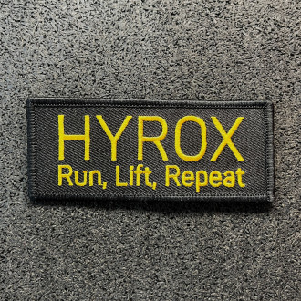 N&aacute;&scaron;ivka HYROX se such&yacute;m zipem - Run, Lift, Repeat - žlut&yacute; n&aacute;pis
