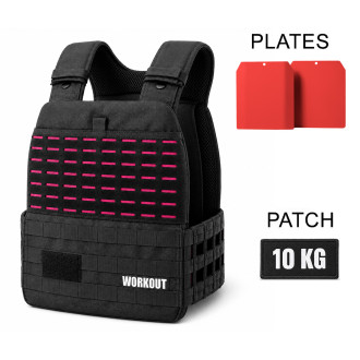 Z&aacute;těžov&aacute; taktick&aacute; pl&aacute;tov&aacute; vesta 10 kg WORKOUT - čern&aacute; růžov&aacute;