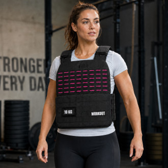 Zátěžová taktická plátová vesta 10 kg WORKOUT - černá růžová