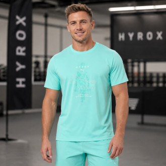 P&aacute;nsk&eacute; tričko PUMA HYROX CLOUDSPUN THERMOADAPT - tyrkysov&aacute;